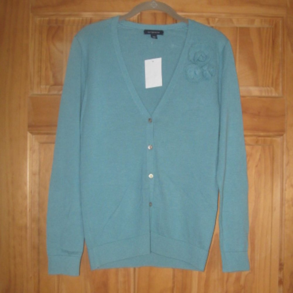Land's End Green Button Down Cardigan